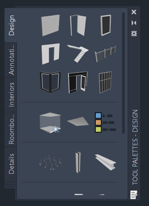 عناصر ساختمان موجود در برنامه AutoCAD Architecture