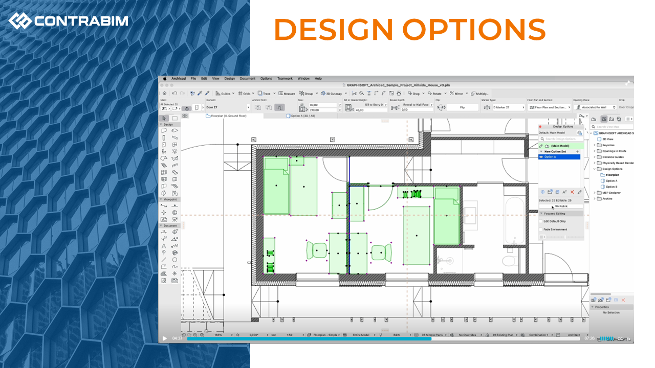 در نسخه 28 برنامۀ آرشیکد ، آنها برخی از قابلیت‌های پالتDesign Options